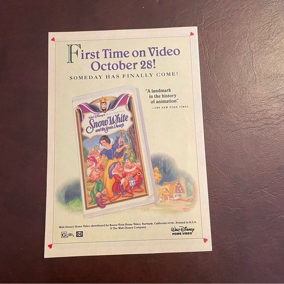 Snow White and the Seven Dwarfs -FactorySealedVHS Disney Masterpiece Collection - Picture 2 of 5